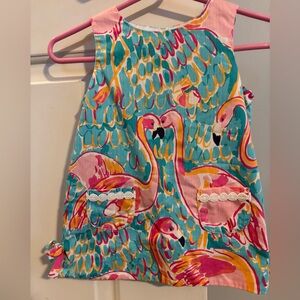 Lilly Pulitzer Flamingo Print Dress in Pink and Teal